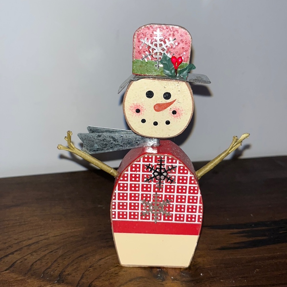 6” Wood Snowman Accent Piece Holiday Table Decor - Picture 3 of 6
